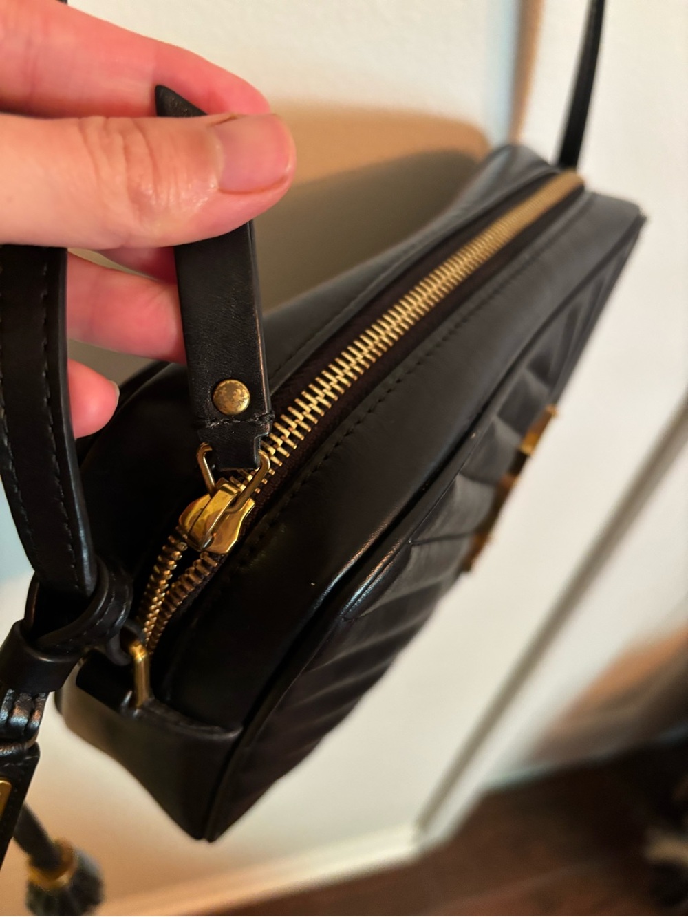 Saint Laurent Black Quilted Leather Camera Bag with Gold YSL Hardware - Picture 5 of 9